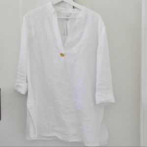 Escada White Neachysi Linen Top